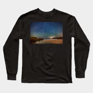 Three Cliffs Bay at Night, Gower Long Sleeve T-Shirt